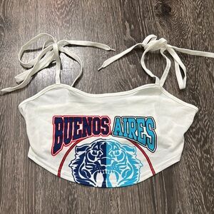White Buenos Aires Graphic Crop Top